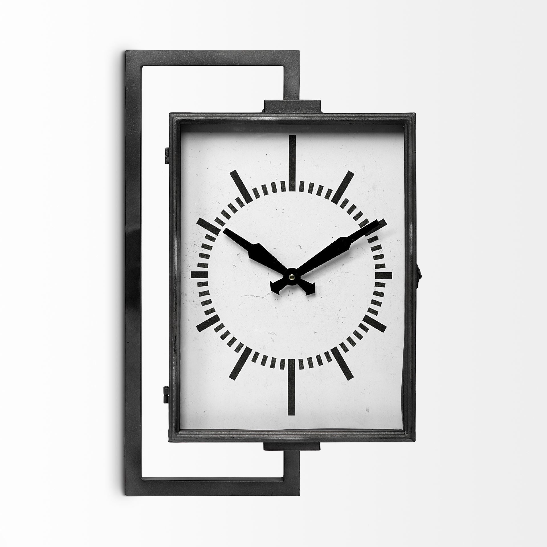 Rectangular Large Black Industrial Style Wall Clock-0
