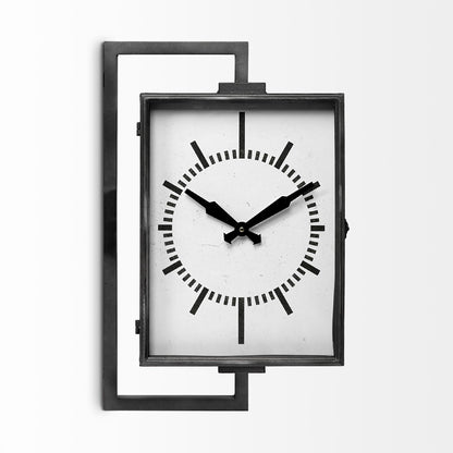 Rectangular Large Black Industrial Style Wall Clock-0
