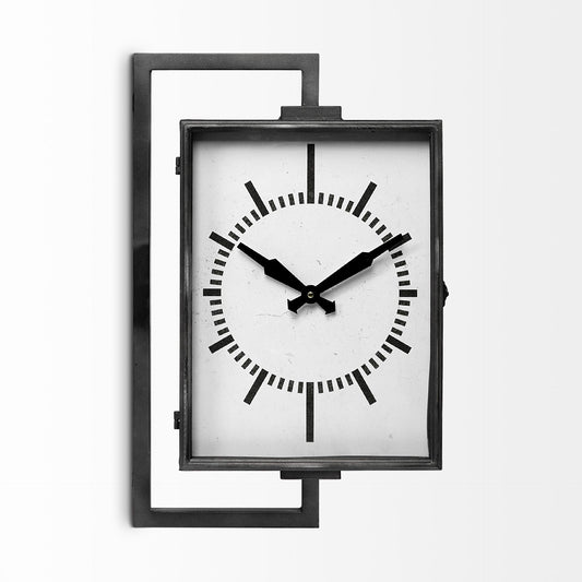 Rectangular Large Black Industrial Style Wall Clock-0