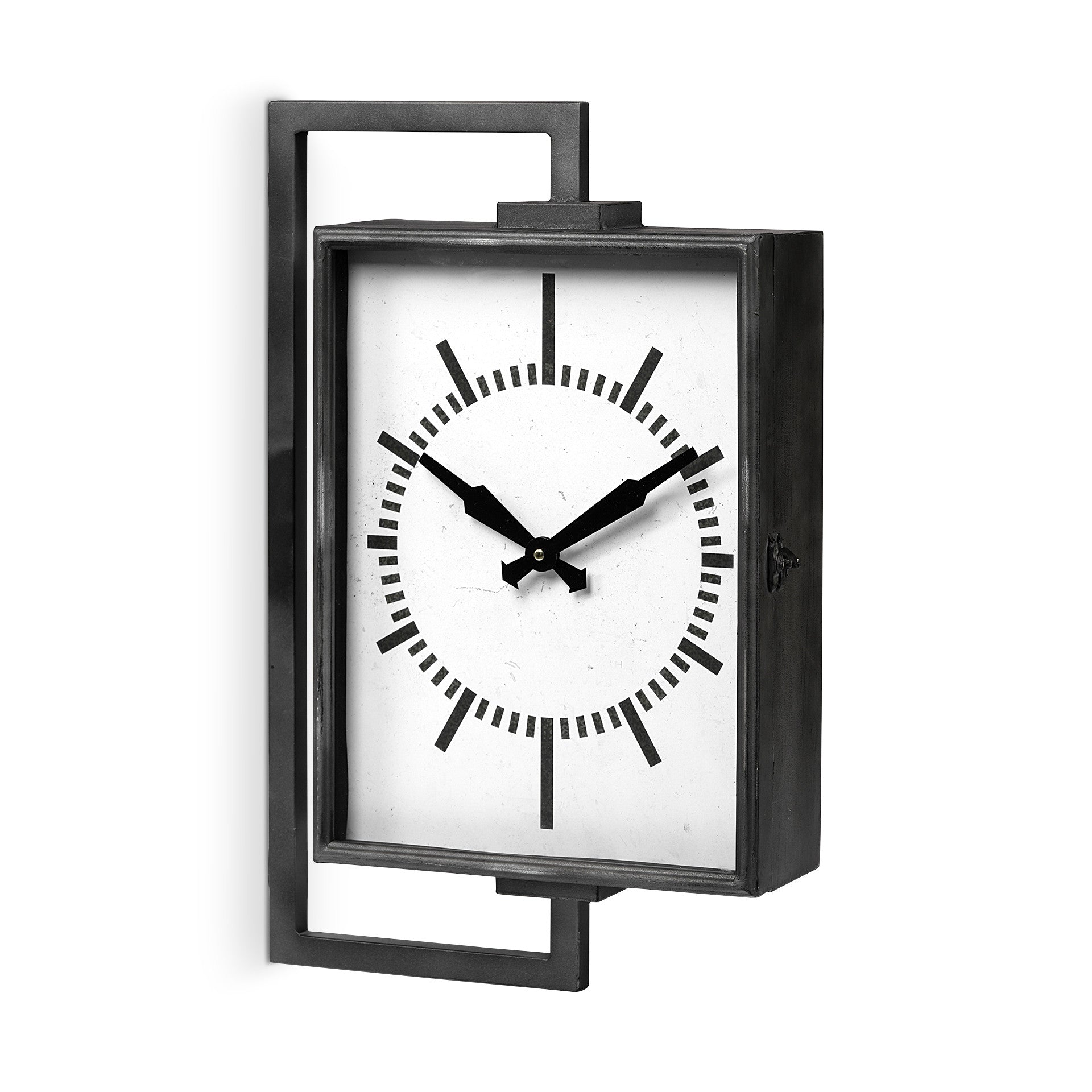 Rectangular Large Black Industrial Style Wall Clock-2