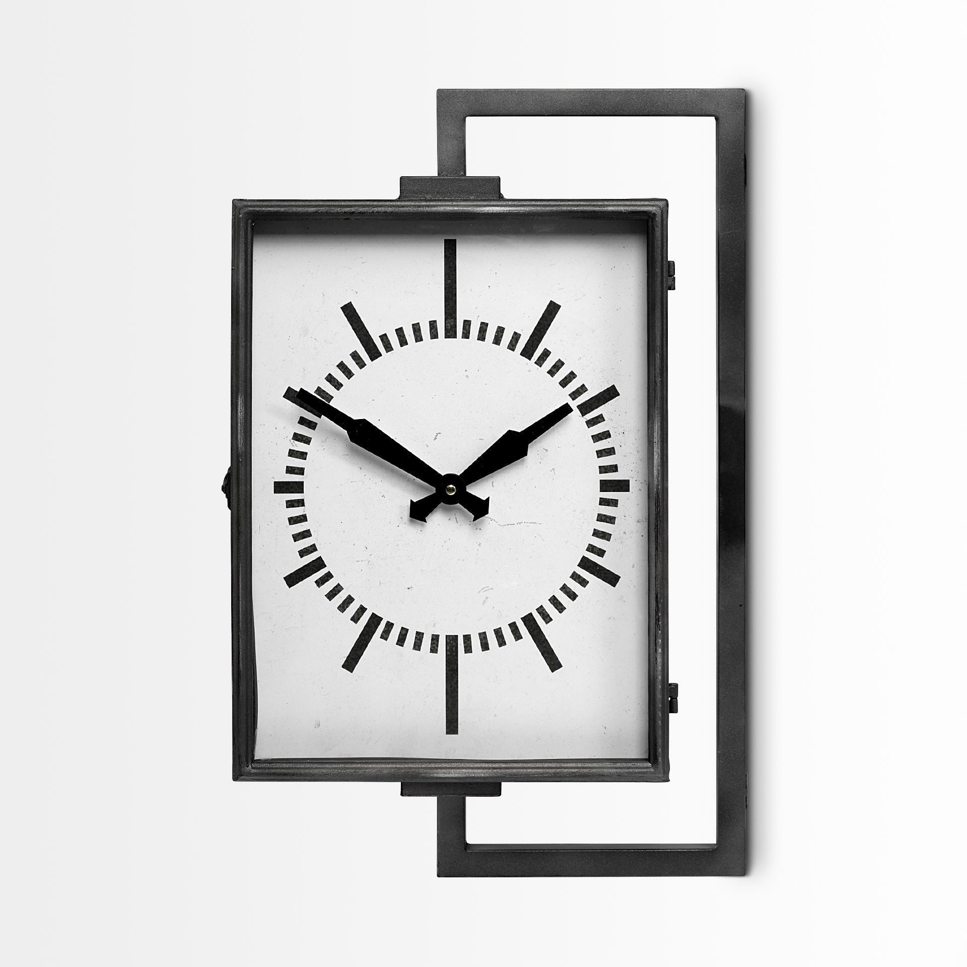 Rectangular Large Black Industrial Style Wall Clock-3