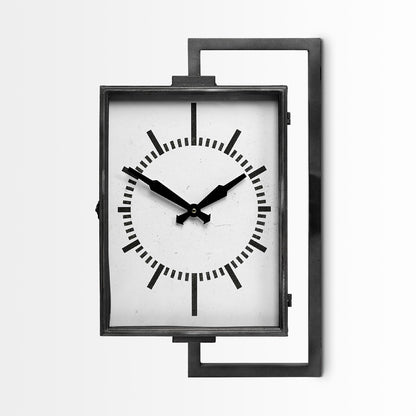 Rectangular Large Black Industrial Style Wall Clock-3