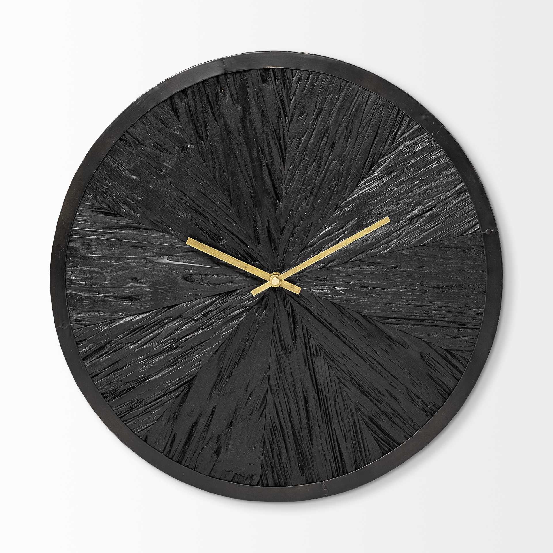 16.5" Round Large Black Modern Wall Clock-0