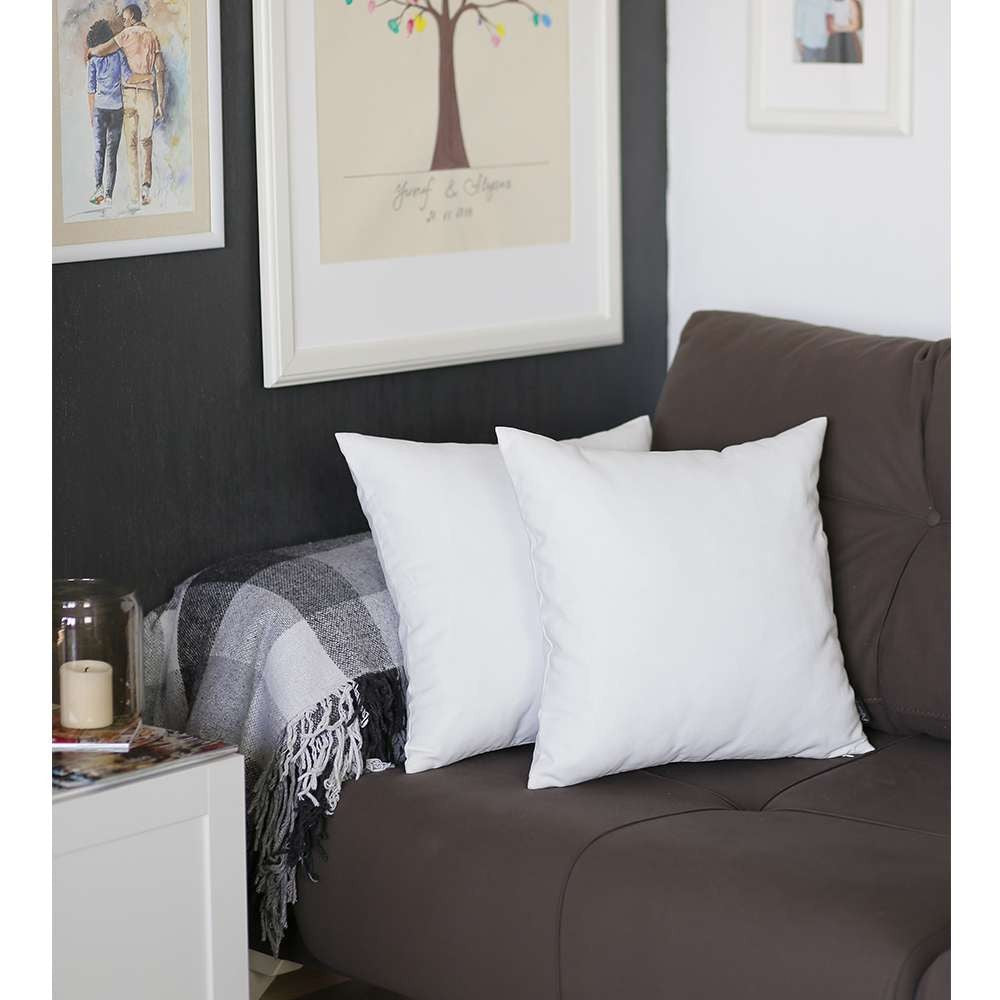 Set of 2 White Modern Square Throw Pillows-0