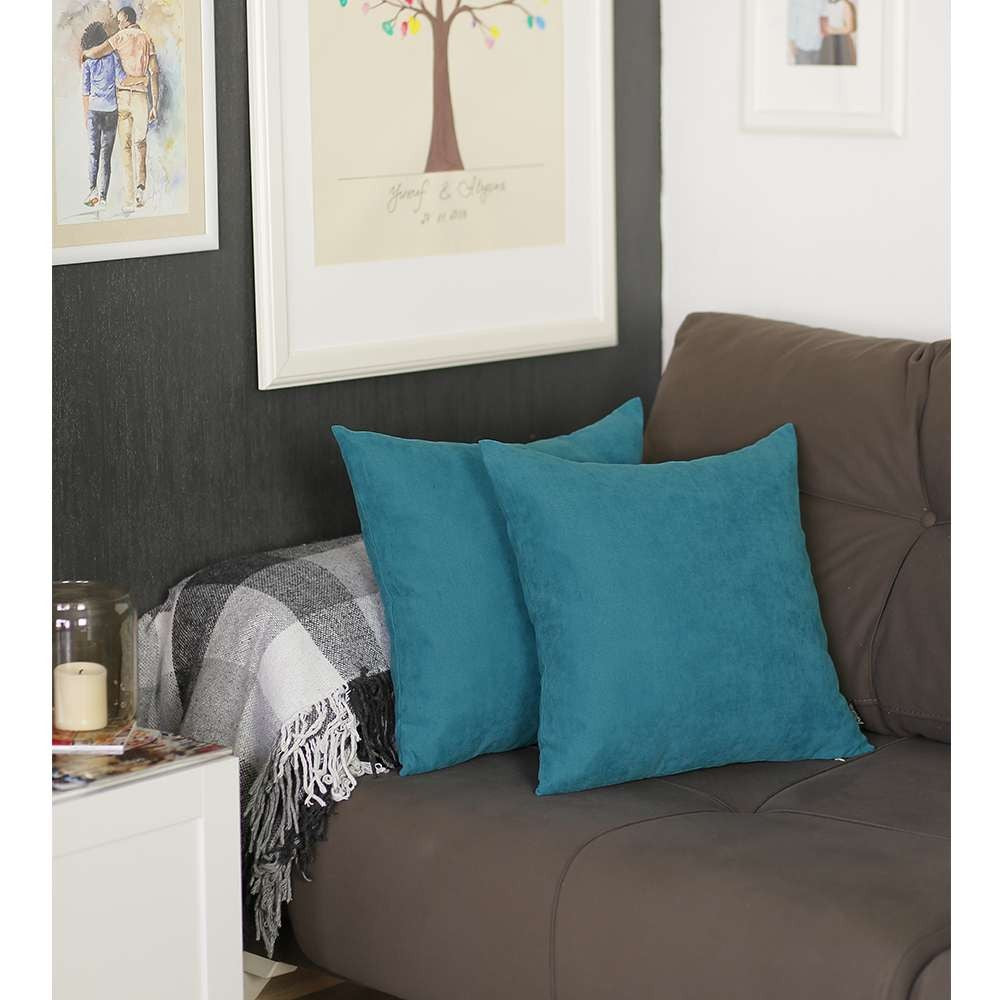 Set of 2 Teal Modern Square Throw Pillows-0