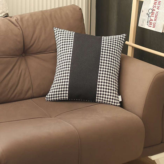 Black Houndstooth Decorative Throw Pillow-0