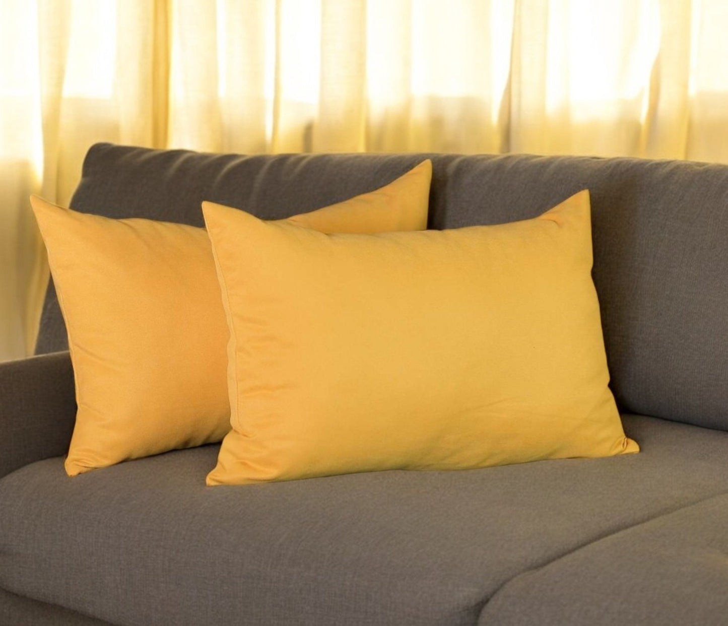 Set of 2 Yellow Modern Lumbar Throw Pillows-0