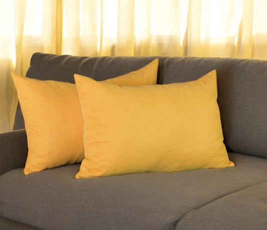 Set of 2 Yellow Modern Lumbar Throw Pillows-0