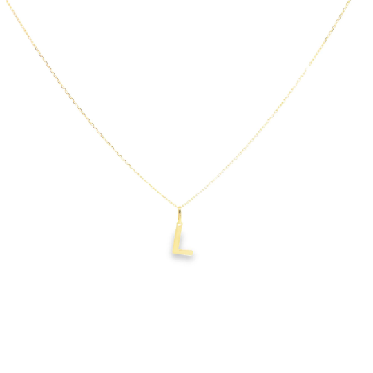 14K Solid Gold Personalized Letter Pendant Necklace-4