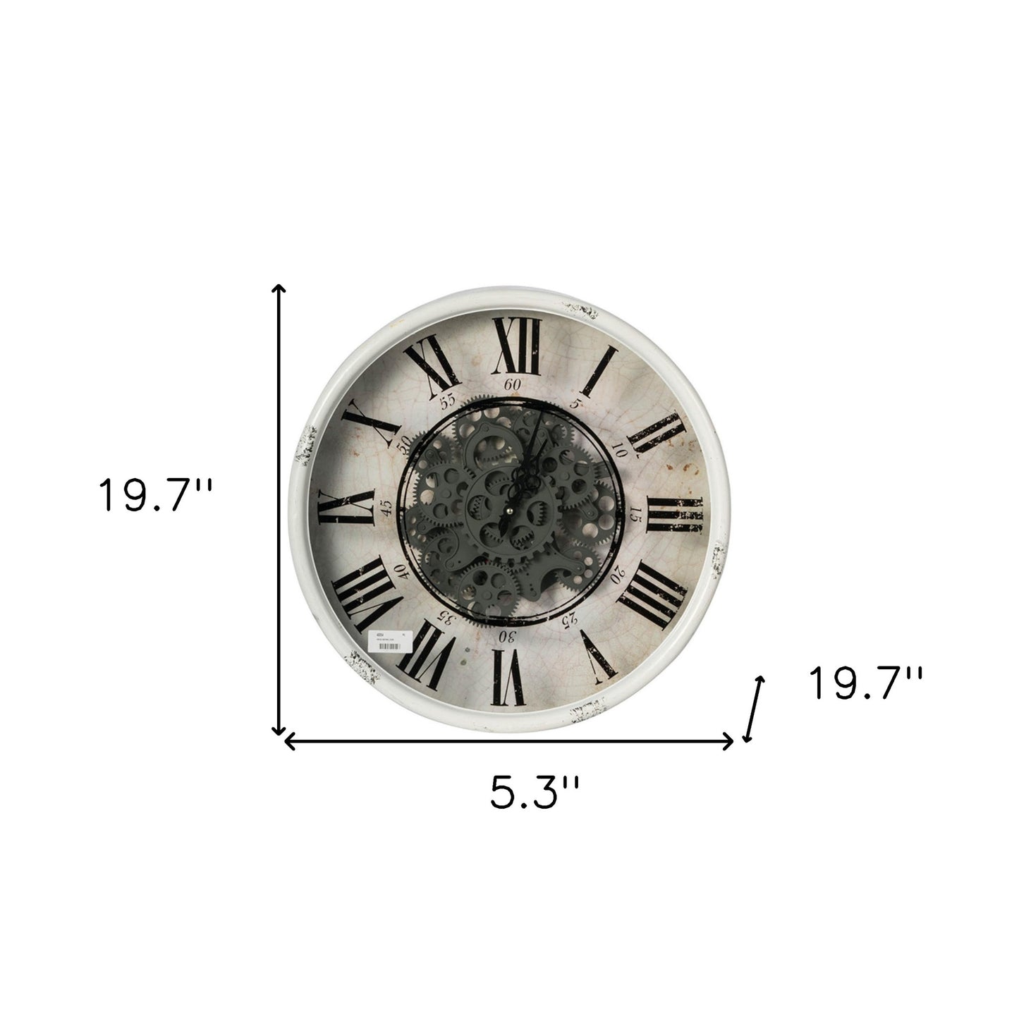 Rustic White Industrial Gear Vintage Wall Clock-4