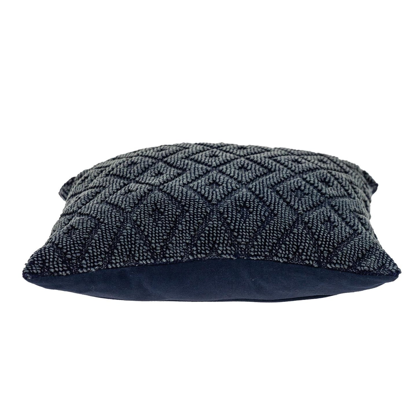 Jacquard Diamond Pattern Decorative Navy Throw Pillow-4