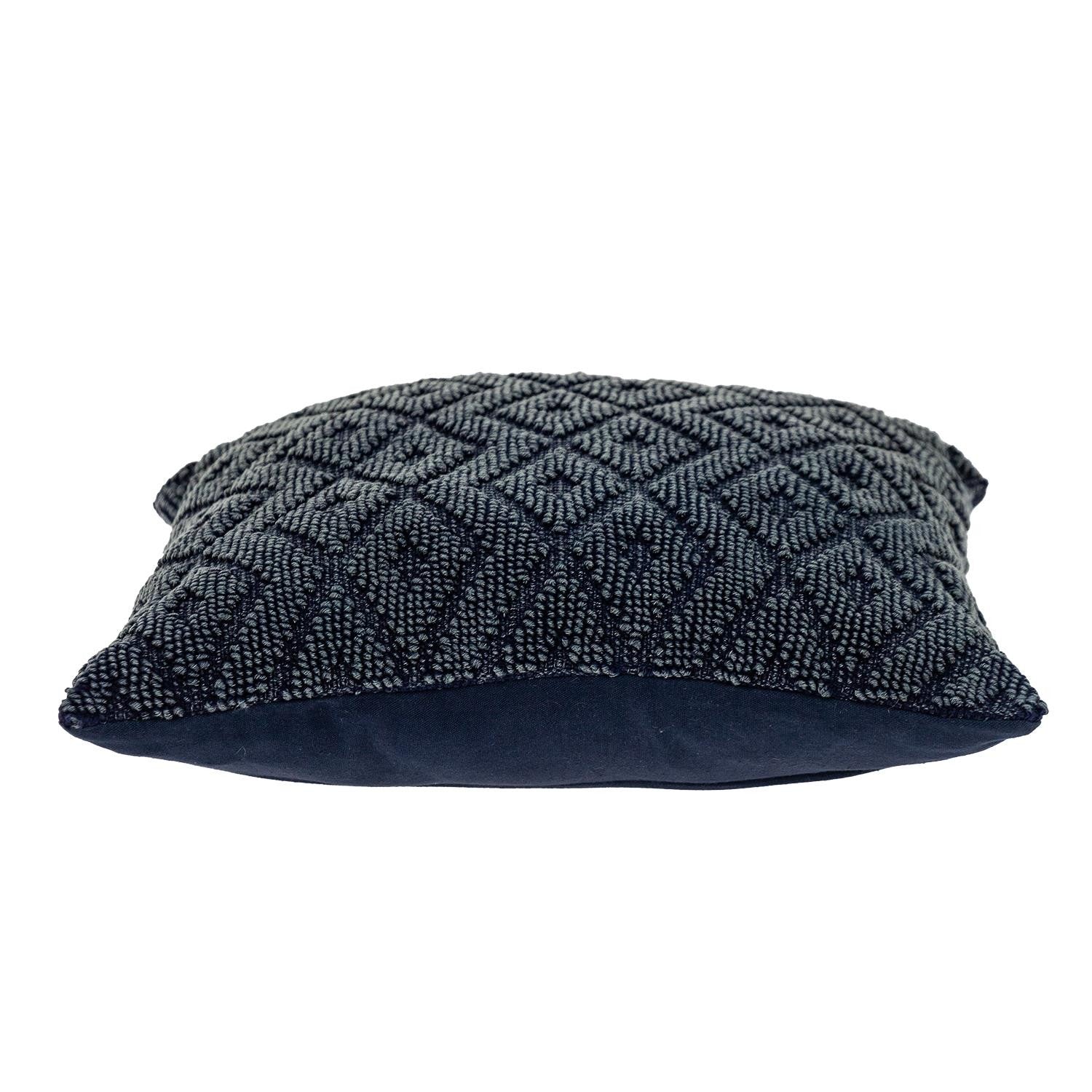 Jacquard Diamond Pattern Decorative Navy Throw Pillow-4
