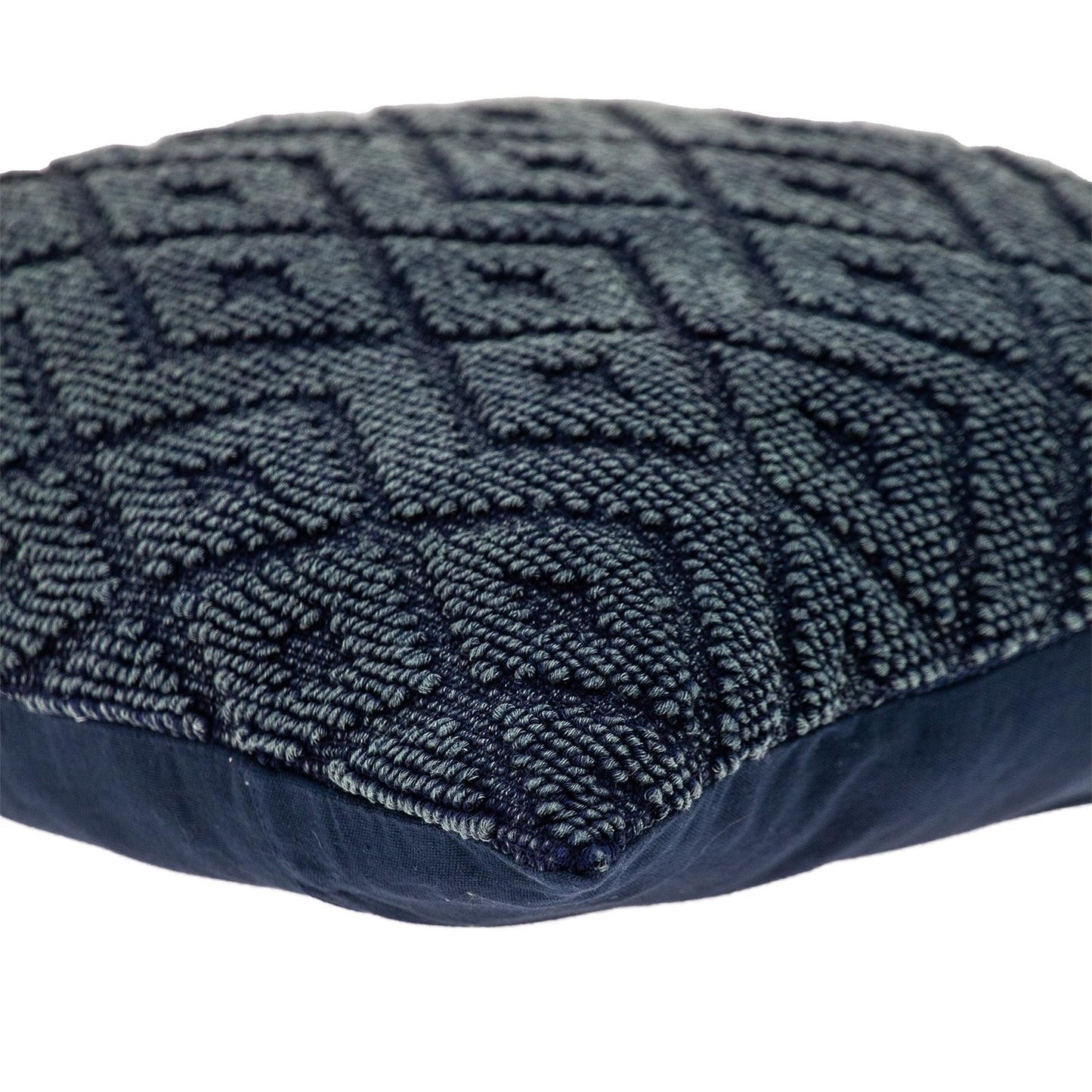 Jacquard Diamond Pattern Decorative Navy Throw Pillow-5