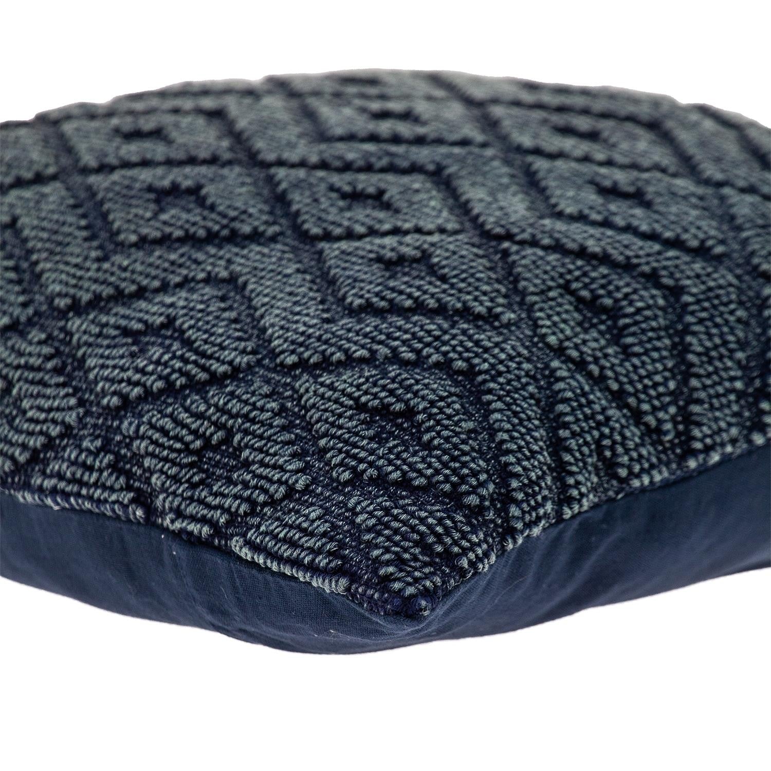 Jacquard Diamond Pattern Decorative Navy Throw Pillow-5