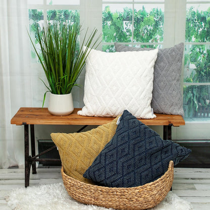 Jacquard Diamond Pattern Decorative Navy Throw Pillow-7