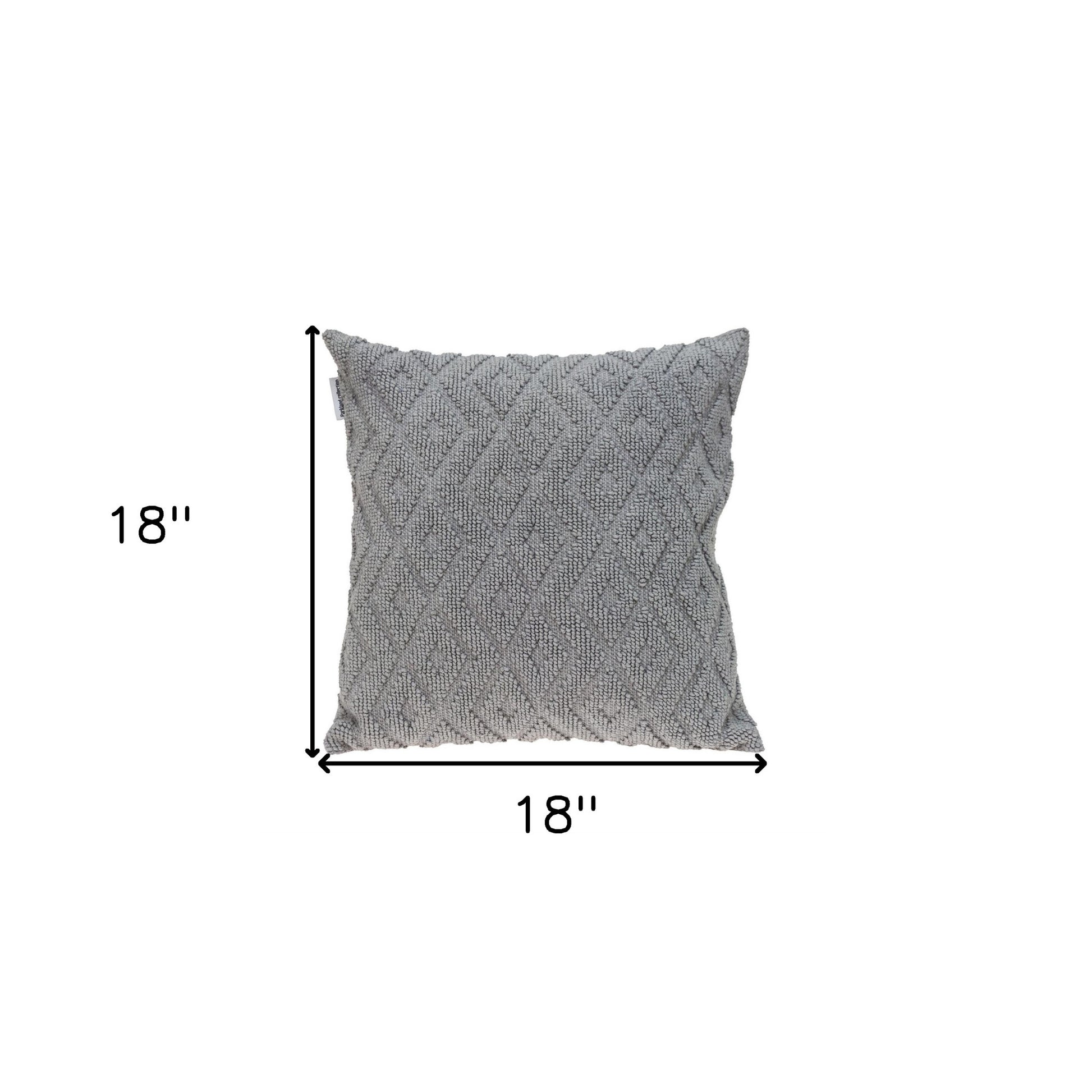 Jacquard Diamond Pattern Decorative Gray Throw Pillow-2