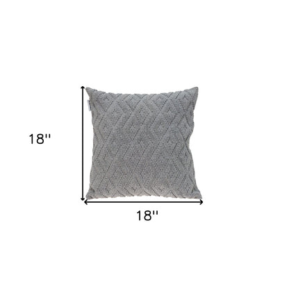 Jacquard Diamond Pattern Decorative Gray Throw Pillow-2