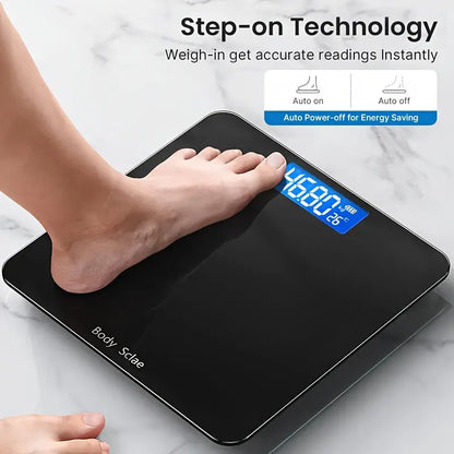 Ultra Slim Digital Bathroom Scale - Most Accurate Body Weight Scales Large Backlit Display | Black-1