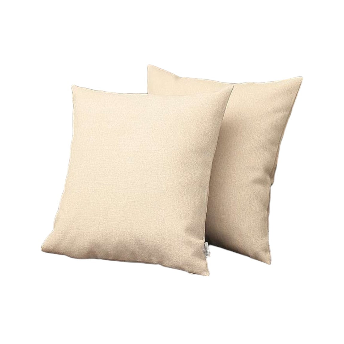 Set of Two 18" Ivory Fabric Throw Pillows-2