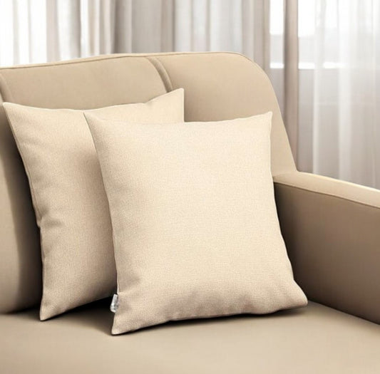 Set of Two 18" Ivory Fabric Throw Pillows-0