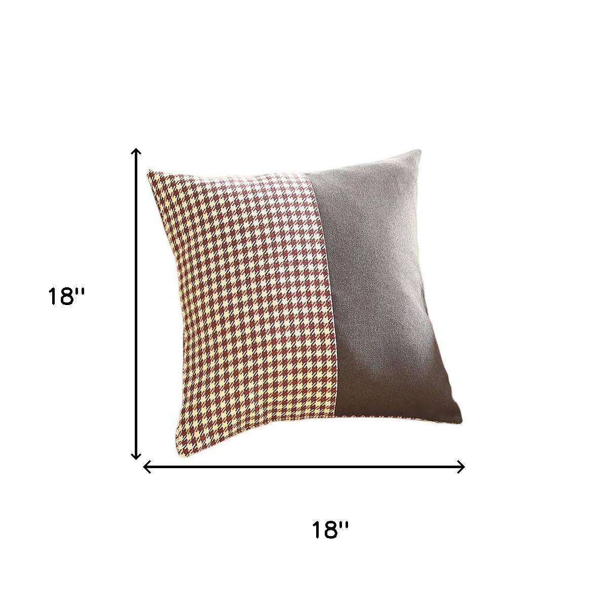 Set of Four 18" Black And Red Houndstooth Throw Pillows-7