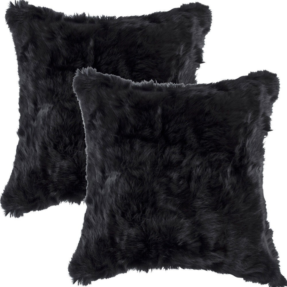 Set of Two 18" Black Throw Pillows-2
