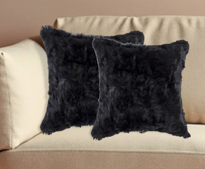 Set of Two 18" Black Throw Pillows-0