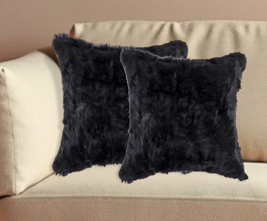 Set of Two 18" Black Throw Pillows-0