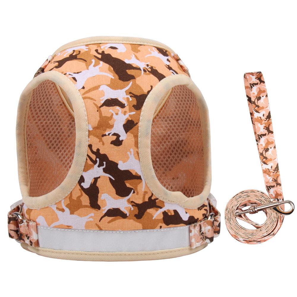 Reflective Adventure Pet Harness With Printed Leash-0