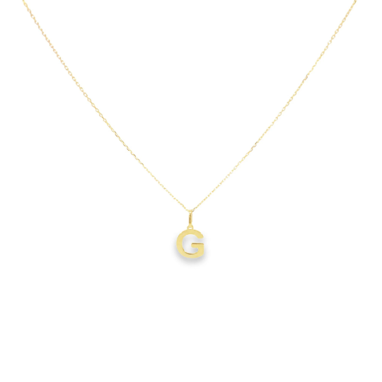 14K Solid Gold Personalized Letter Pendant Necklace-2