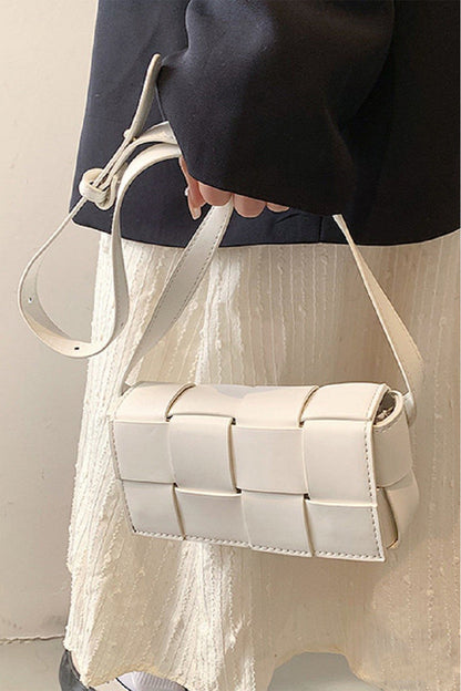 Zenana Vegan Leather Woven Crossbody Bag-3