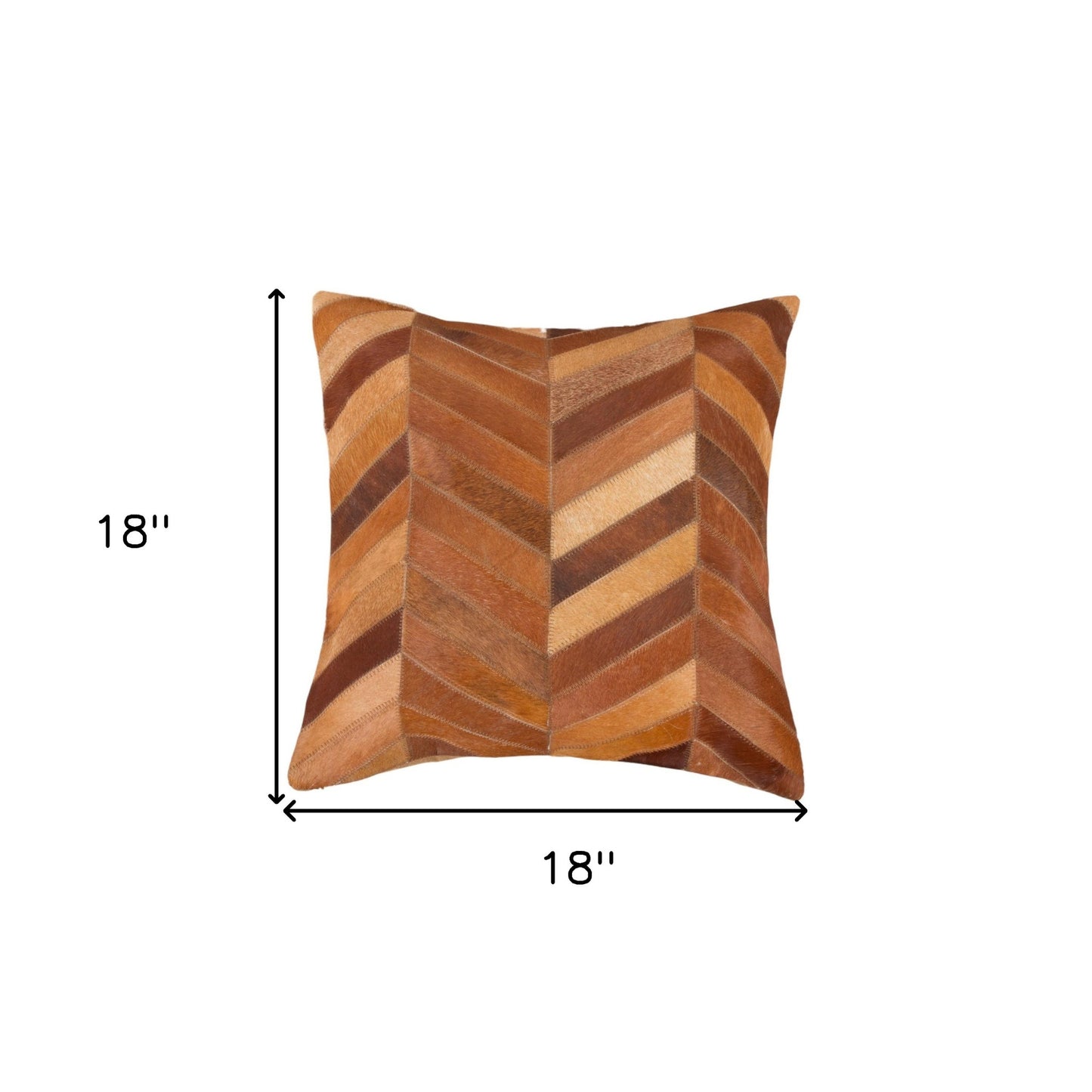 Set of Two 18" Tan Chevron Cowhide Throw Pillows-6