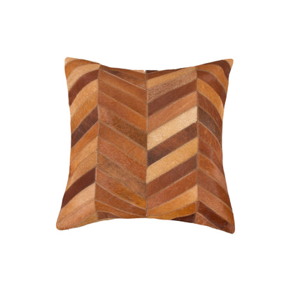 Set of Two 18" Tan Chevron Cowhide Throw Pillows-2