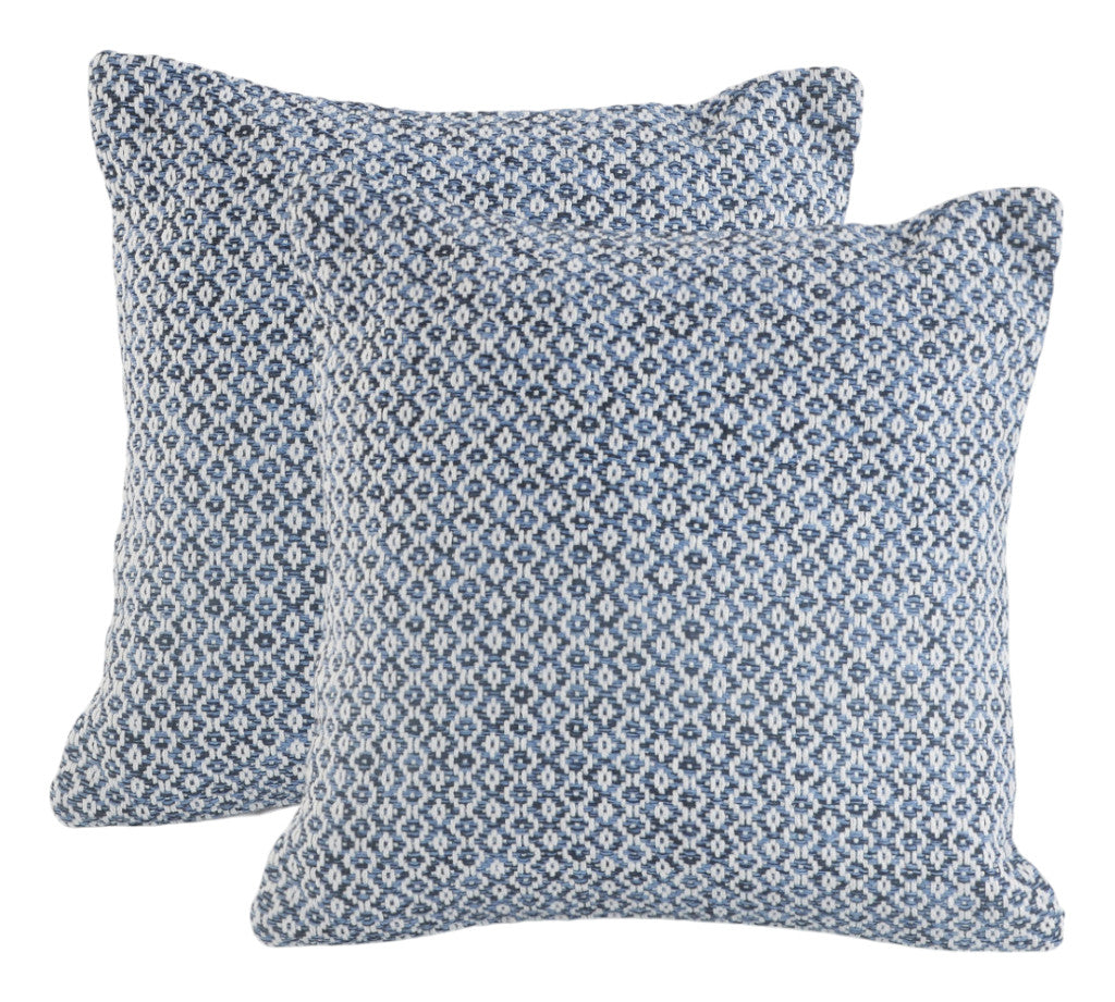 Set of Two Blue Chevron Cotton Throw Pillows-1