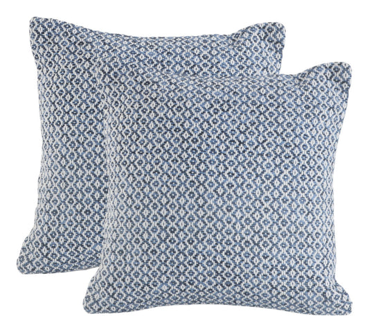 Set of Two Blue Chevron Cotton Throw Pillows-1