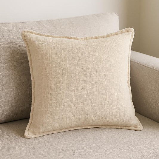 Set of Two 20" Beige Cotton Throw Pillows-1