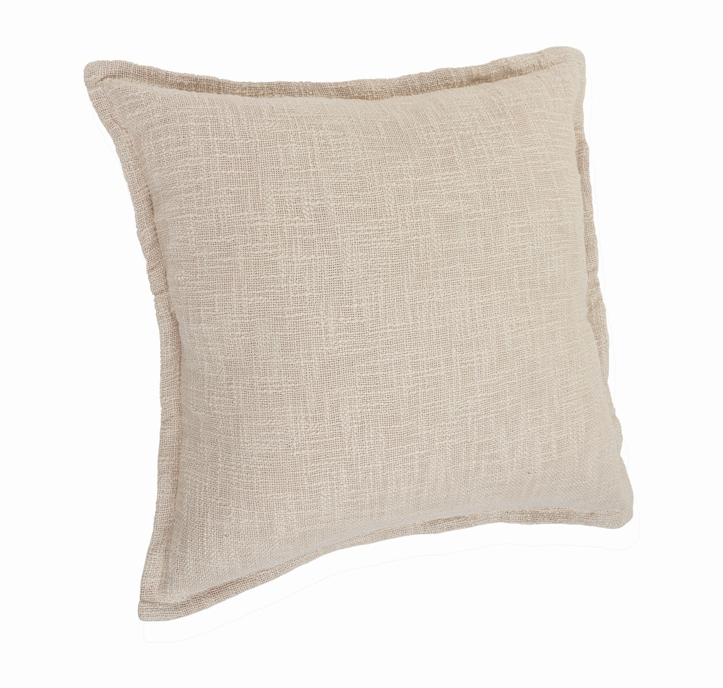 Set of Two 20" Beige Cotton Throw Pillows-2