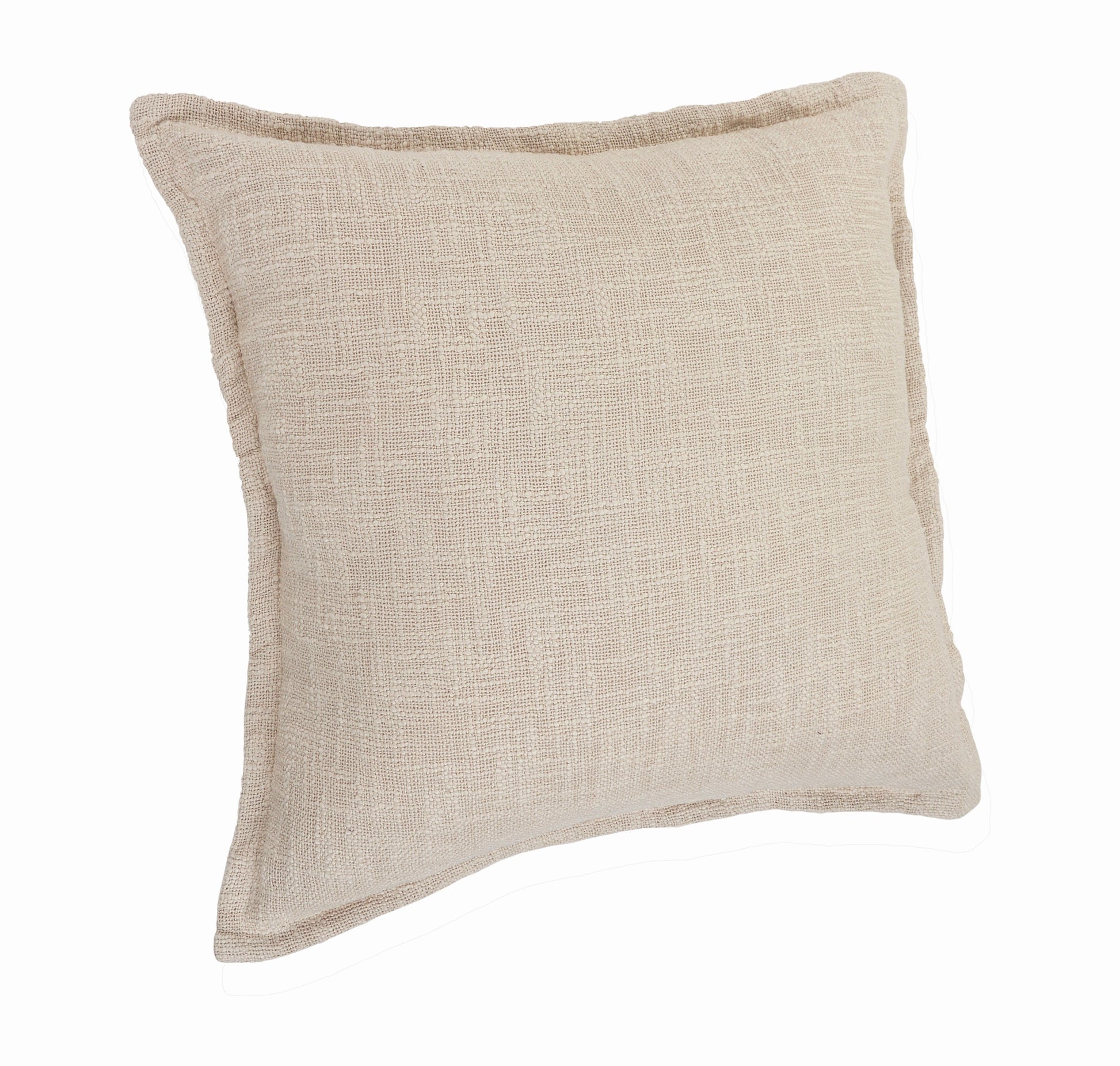 Set of Two 20" Beige Cotton Throw Pillows-2