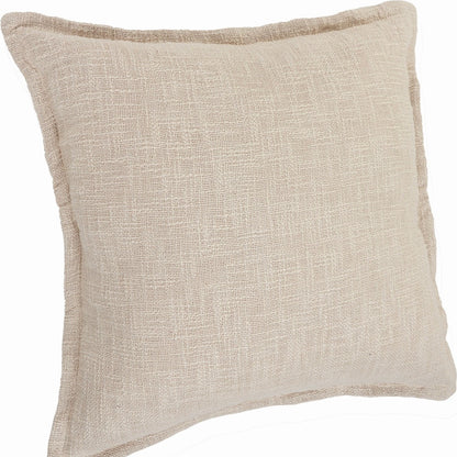 Set of Two 20" Beige Cotton Throw Pillows-3