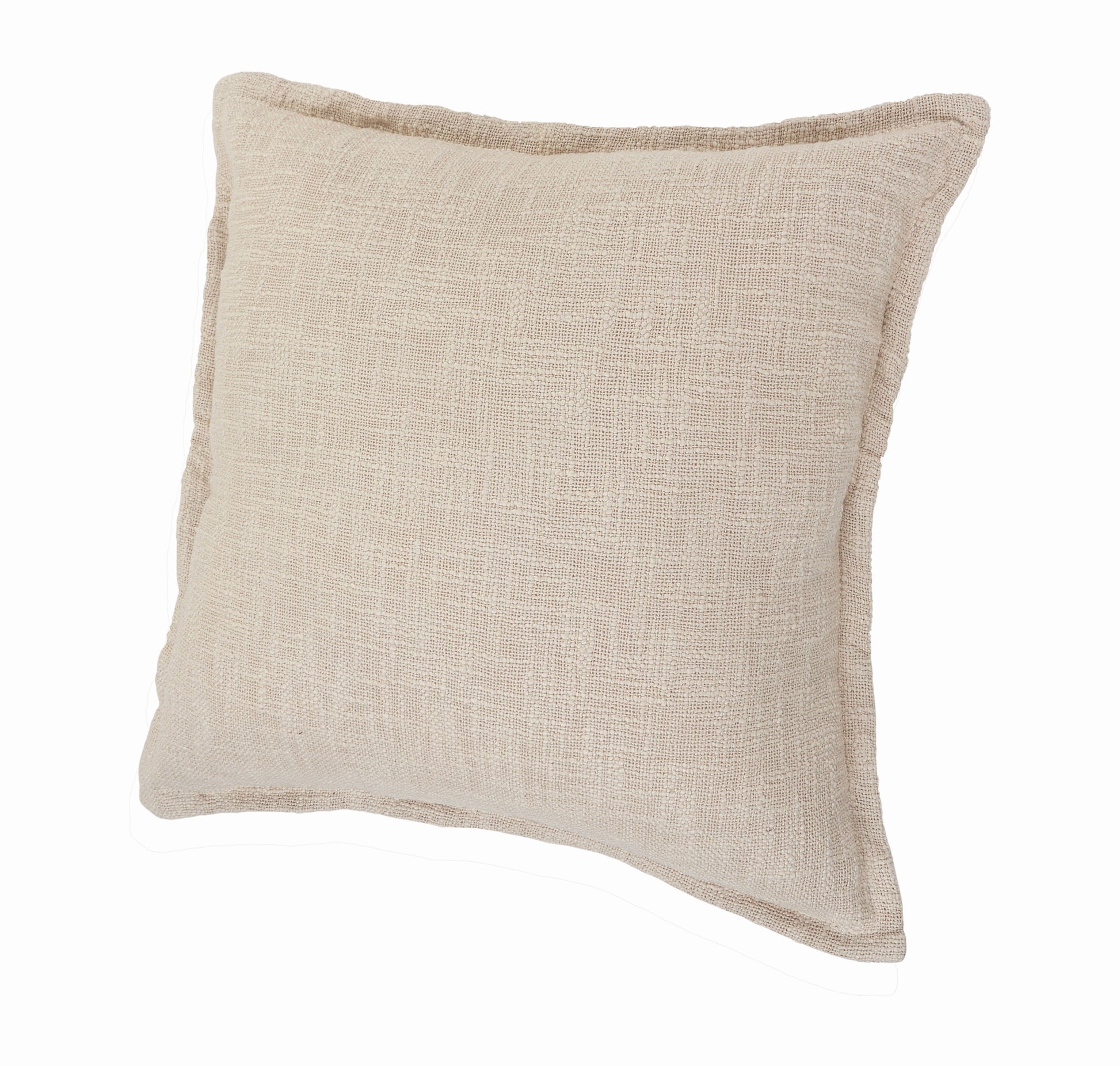 Set of Two 20" Beige Cotton Throw Pillows-4