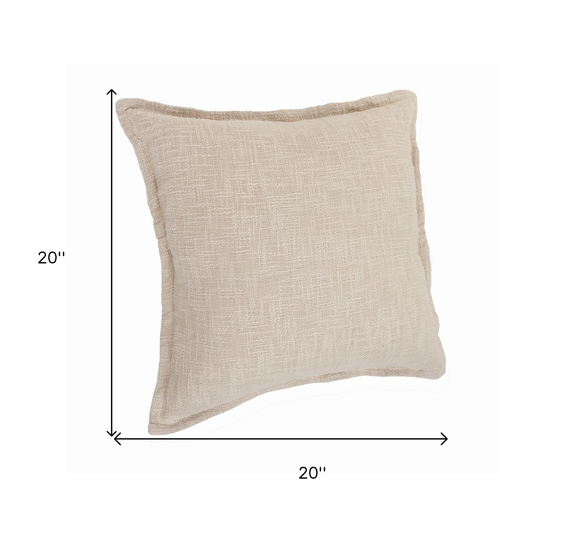 Set of Two 20" Beige Cotton Throw Pillows-6