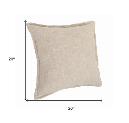 Set of Two 20" Beige Cotton Throw Pillows-6