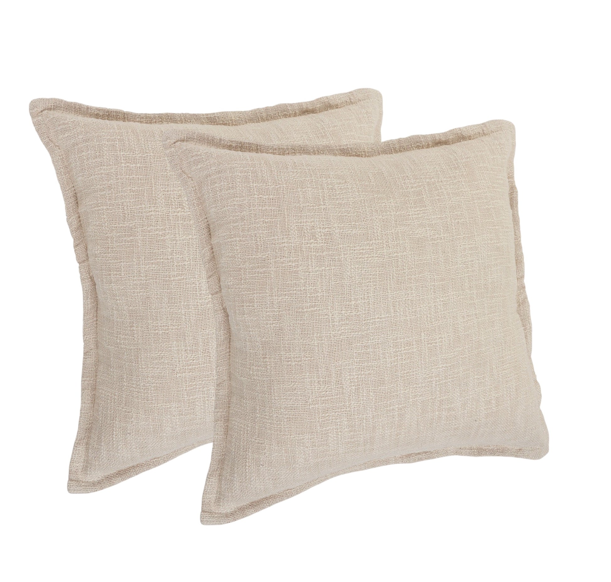 Set of Two 20" Beige Cotton Throw Pillows-5