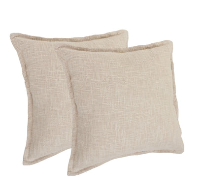 Set of Two 20" Beige Cotton Throw Pillows-5