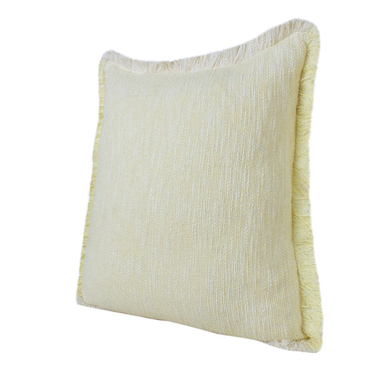 Set of Two 20" Lemon Cotton Throw Pillows with Fringe-1
