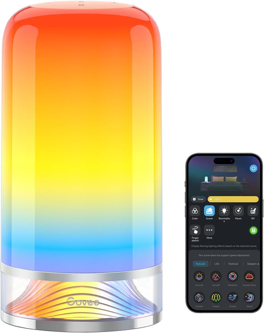 RGBIC Smart Table Lamp 2, Touch Bedside Small Table Lamp Work with Matter, Alexa, LED Desk Lamp with 64 Scene Modes, Color Changing Lamp for Bedroom Living Room Dimmable Night Light(Corded)-0
