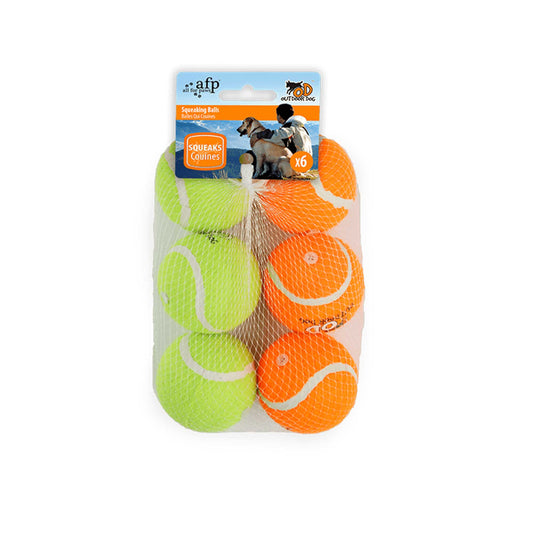 6 Pack Squeaking Tennis Ball - 6.5cm Squeaky Dog Puppy Play Fetch Outdoor Toy-0
