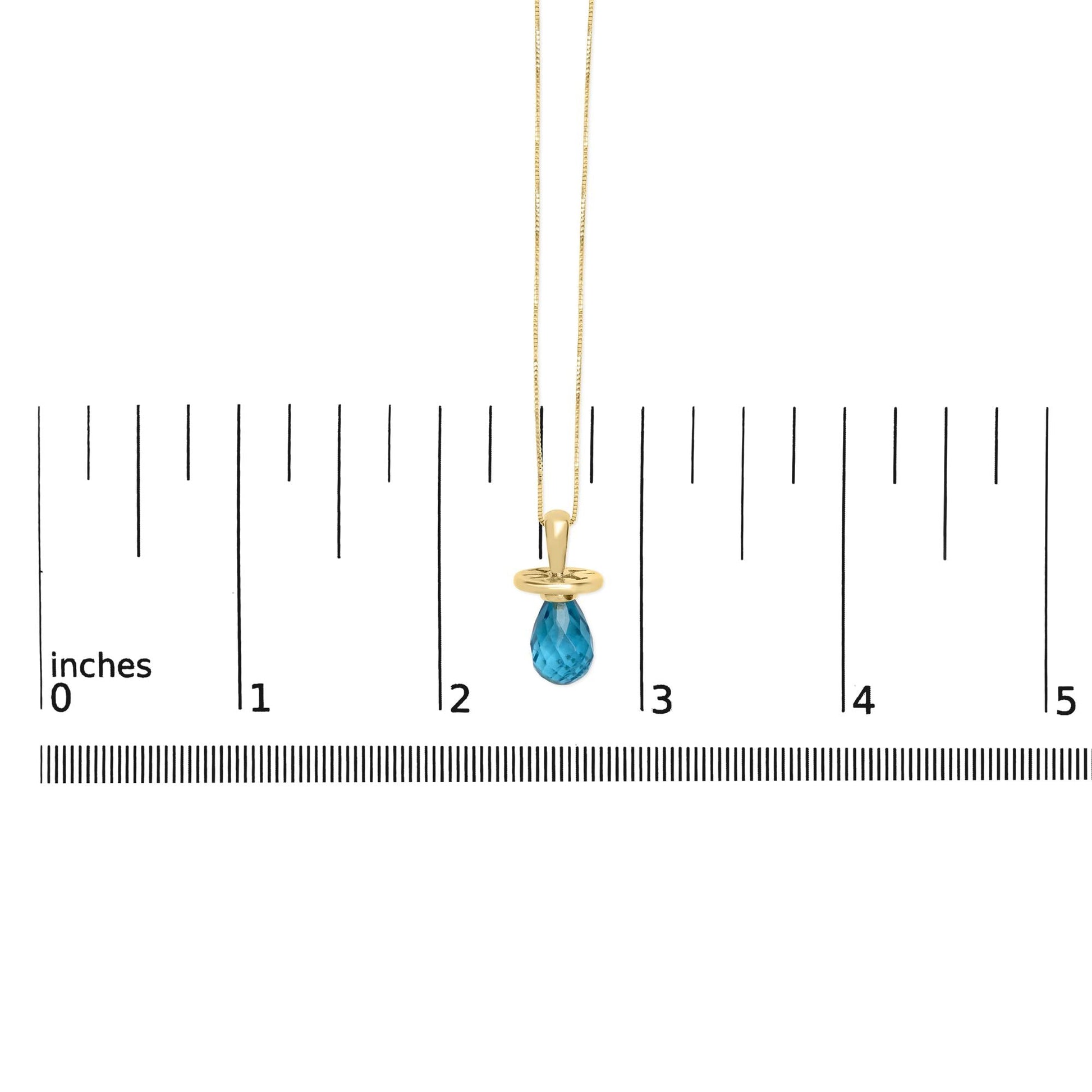 14K Yellow Gold and Blue Quartz Pacifier Pendant Necklace - 18" Inches-4