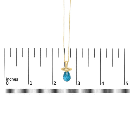 14K Yellow Gold and Blue Quartz Pacifier Pendant Necklace - 18" Inches-4