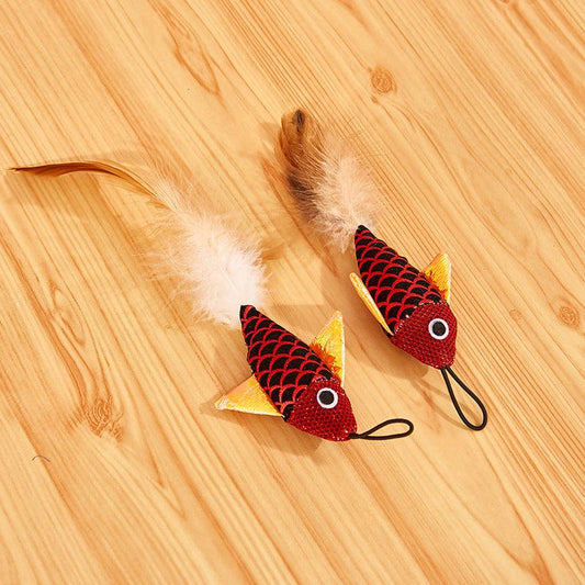 Funny Feather Fish Teaser: Interactive Retractable Cat Toy-1